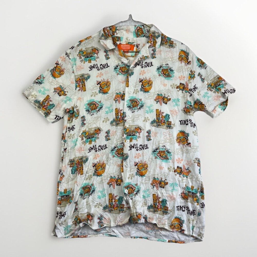 Nickelodeon SpongeBob Squarepants Summer Tropical Hawaiian Shirt Mens Size S